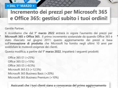 Aumento dei prezzi di Microsoft Office